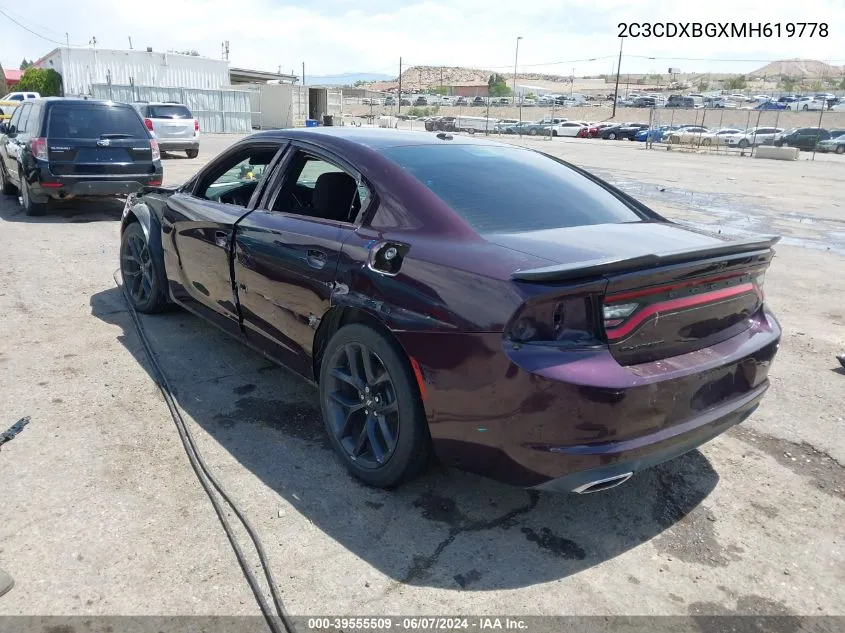 2021 Dodge Charger Sxt Rwd VIN: 2C3CDXBGXMH619778 Lot: 39555509