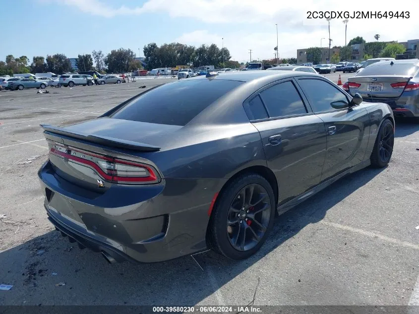 2021 Dodge Charger Scat Pack Rwd VIN: 2C3CDXGJ2MH649443 Lot: 39580230