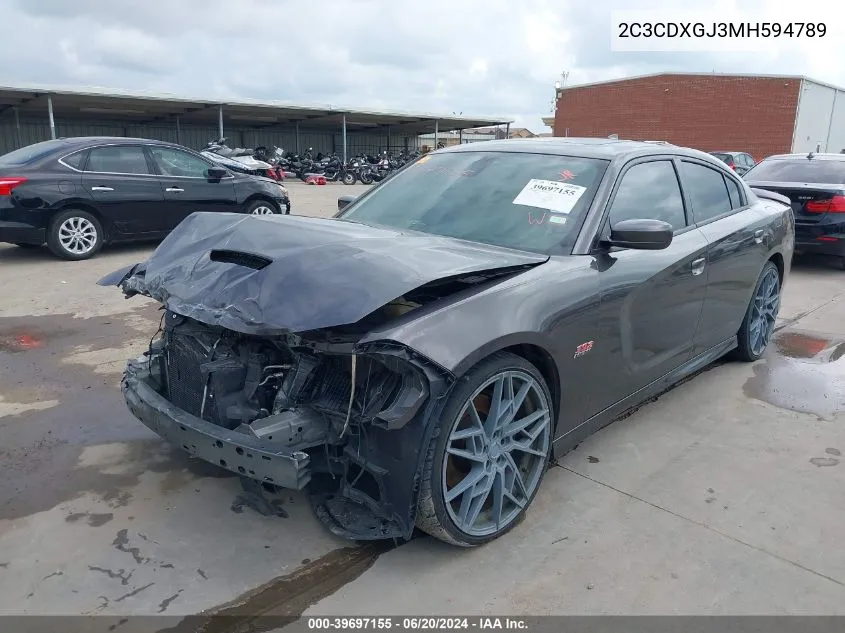 2021 Dodge Charger Scat Pack Rwd VIN: 2C3CDXGJ3MH594789 Lot: 39697155