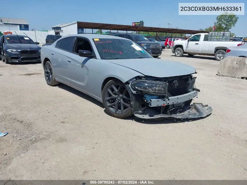 2021 Dodge Charger Sxt Rwd VIN: 2C3CDXBG3MH633361 Lot: 39790243