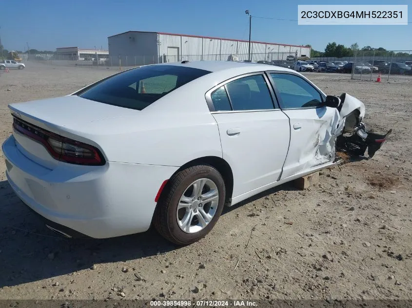 2021 Dodge Charger Sxt Rwd VIN: 2C3CDXBG4MH522351 Lot: 39854998