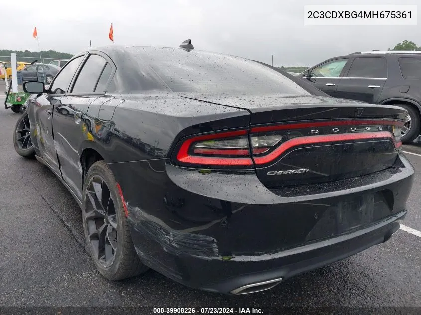 2021 Dodge Charger Sxt Rwd VIN: 2C3CDXBG4MH675361 Lot: 39908226