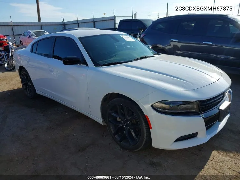 2C3CDXBGXMH678751 2021 Dodge Charger Sxt Rwd