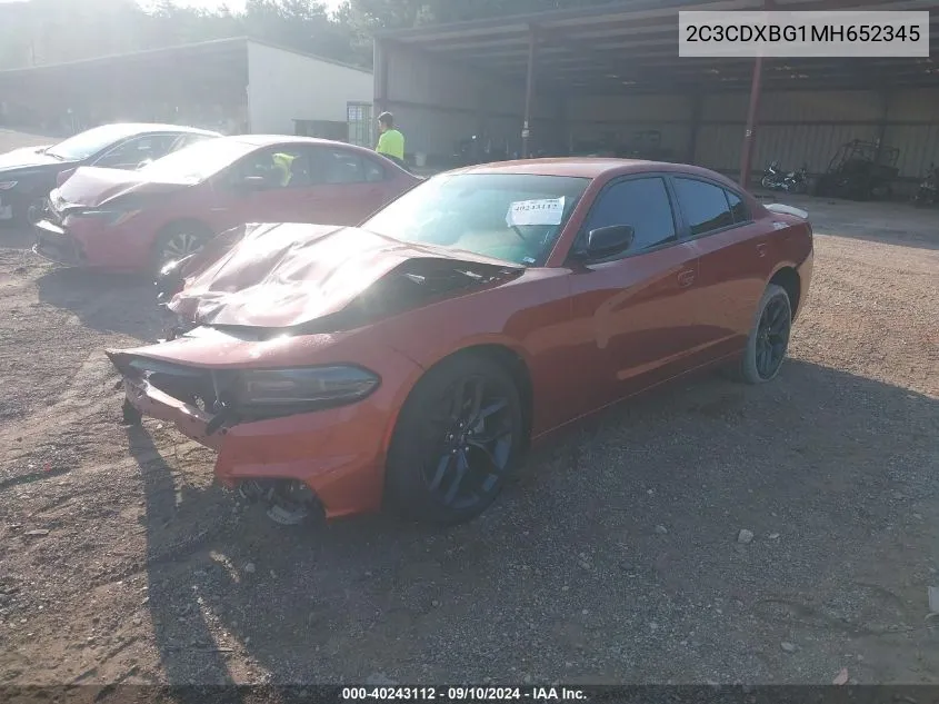 2021 Dodge Charger Sxt Rwd VIN: 2C3CDXBG1MH652345 Lot: 40243112