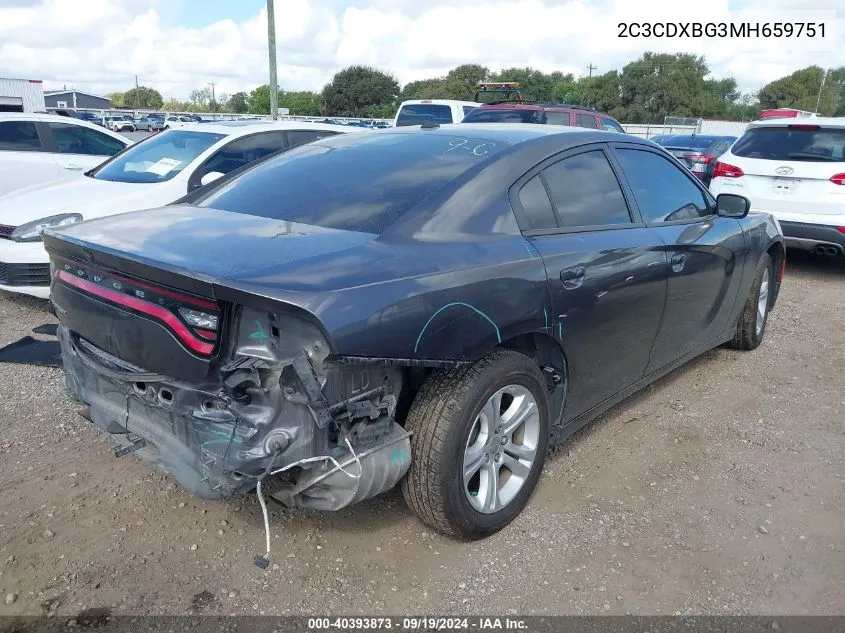 2021 Dodge Charger Sxt Rwd VIN: 2C3CDXBG3MH659751 Lot: 40393873