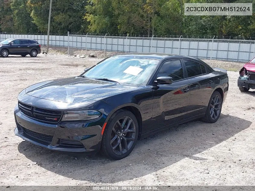 2021 Dodge Charger Sxt Rwd VIN: 2C3CDXBG7MH512624 Lot: 40397879