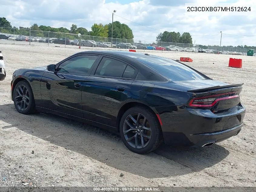 2021 Dodge Charger Sxt Rwd VIN: 2C3CDXBG7MH512624 Lot: 40397879