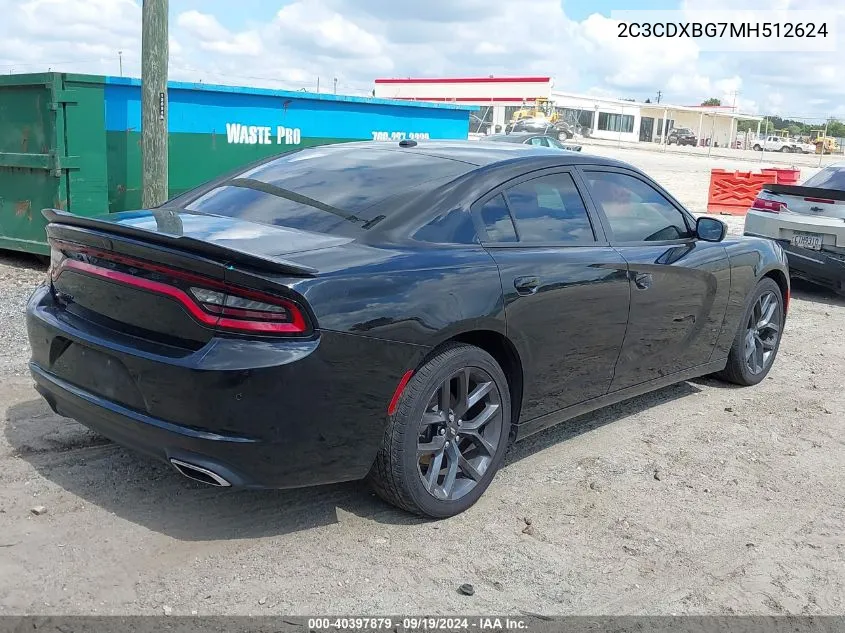 2021 Dodge Charger Sxt Rwd VIN: 2C3CDXBG7MH512624 Lot: 40397879