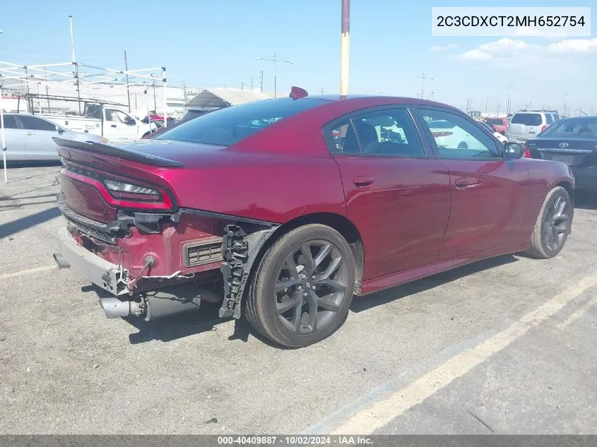 2021 Dodge Charger R/T Rwd VIN: 2C3CDXCT2MH652754 Lot: 40409887