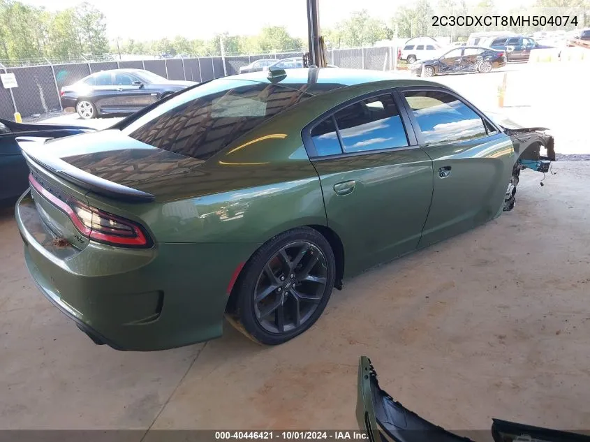 2021 Dodge Charger R/T Rwd VIN: 2C3CDXCT8MH504074 Lot: 40446421