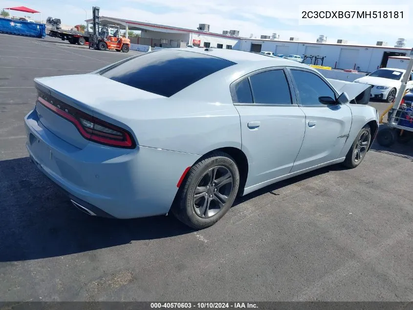 2021 Dodge Charger Sxt Rwd VIN: 2C3CDXBG7MH518181 Lot: 40570603