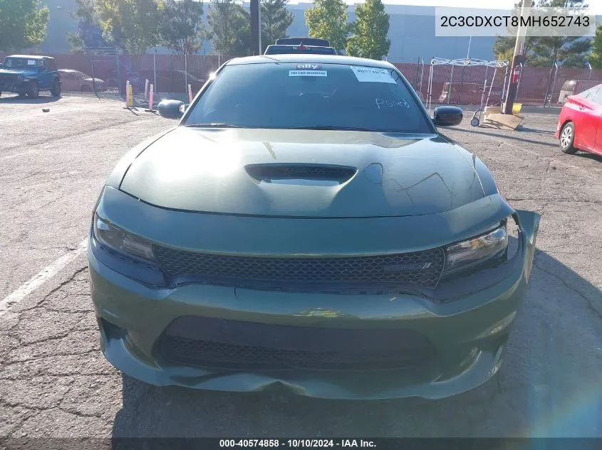 2021 Dodge Charger R/T Rwd VIN: 2C3CDXCT8MH652743 Lot: 40574858