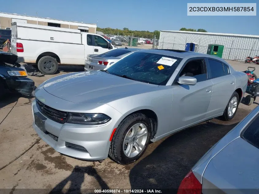 2021 Dodge Charger Sxt Rwd VIN: 2C3CDXBG3MH587854 Lot: 40598874