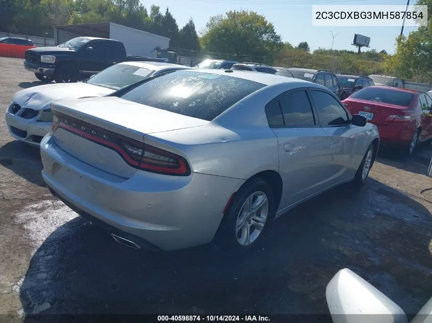 2021 Dodge Charger Sxt Rwd VIN: 2C3CDXBG3MH587854 Lot: 40598874