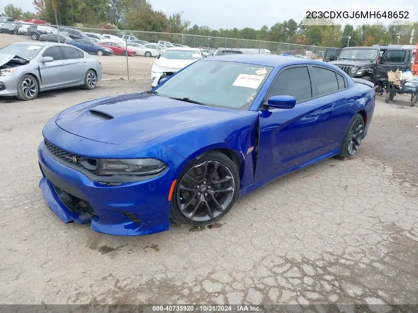 2021 Dodge Charger Scat Pack Rwd VIN: 2C3CDXGJ6MH648652 Lot: 40735920