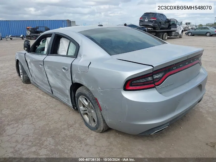 2021 Dodge Charger Sxt Rwd VIN: 2C3CDXBG5MH548070 Lot: 40736130