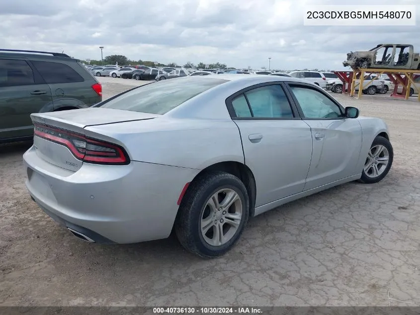 2021 Dodge Charger Sxt Rwd VIN: 2C3CDXBG5MH548070 Lot: 40736130