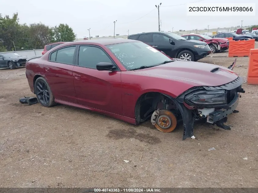 2021 Dodge Charger R/T Rwd VIN: 2C3CDXCT6MH598066 Lot: 40743383