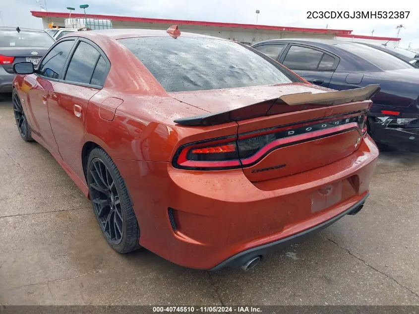 2021 Dodge Charger Scat Pack Rwd VIN: 2C3CDXGJ3MH532387 Lot: 40745510