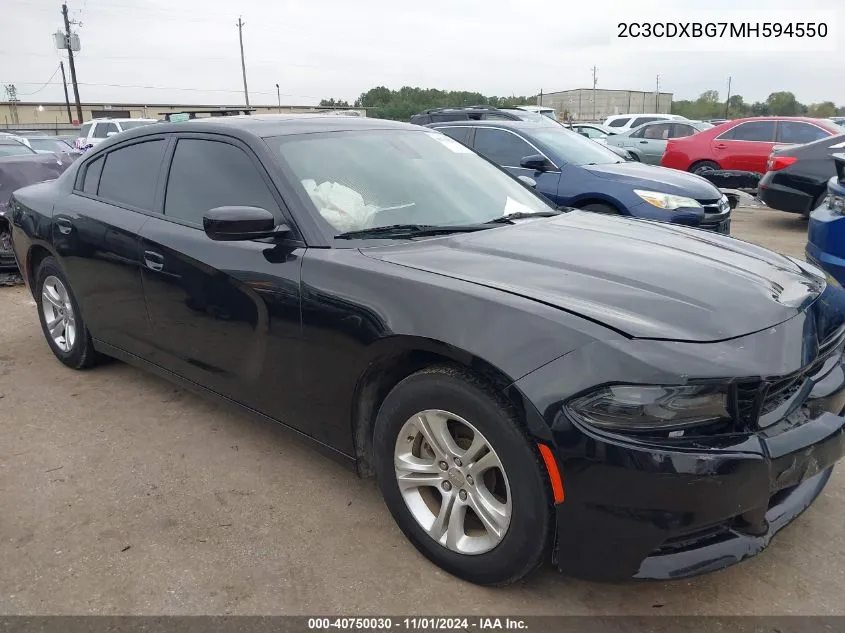 2021 Dodge Charger Sxt Rwd VIN: 2C3CDXBG7MH594550 Lot: 40750030