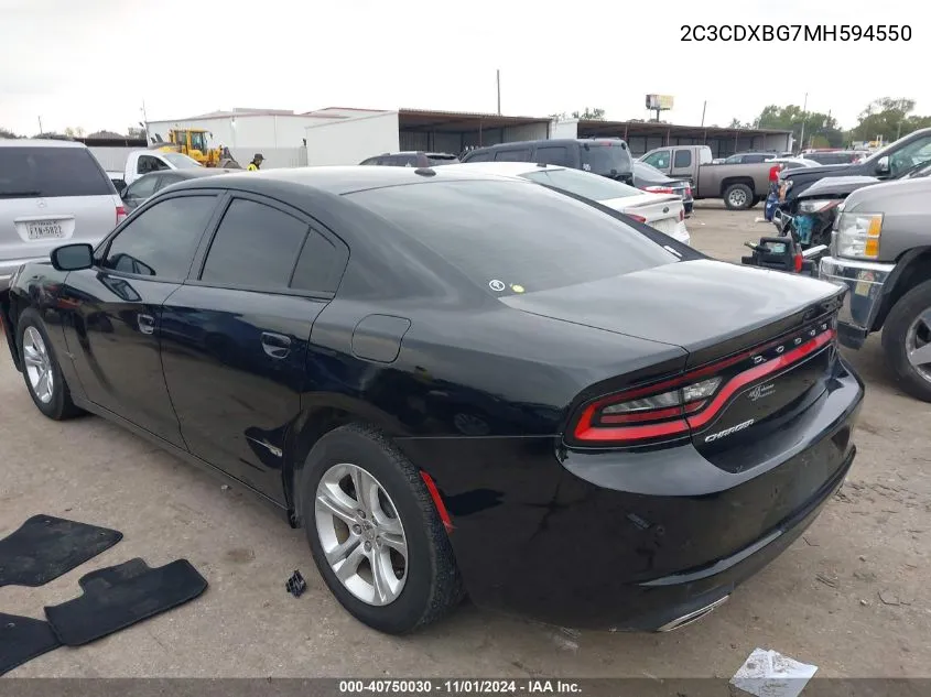 2021 Dodge Charger Sxt Rwd VIN: 2C3CDXBG7MH594550 Lot: 40750030