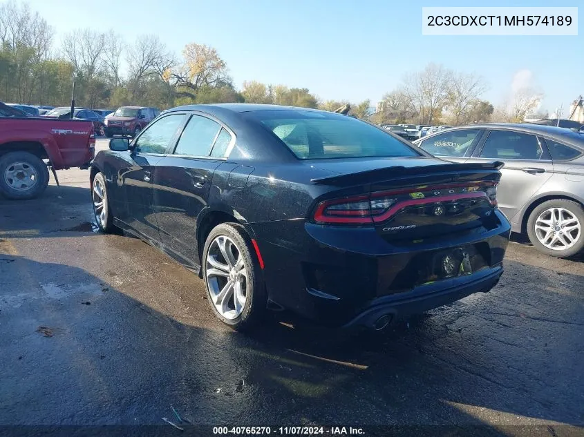 2021 Dodge Charger R/T Rwd VIN: 2C3CDXCT1MH574189 Lot: 40765270