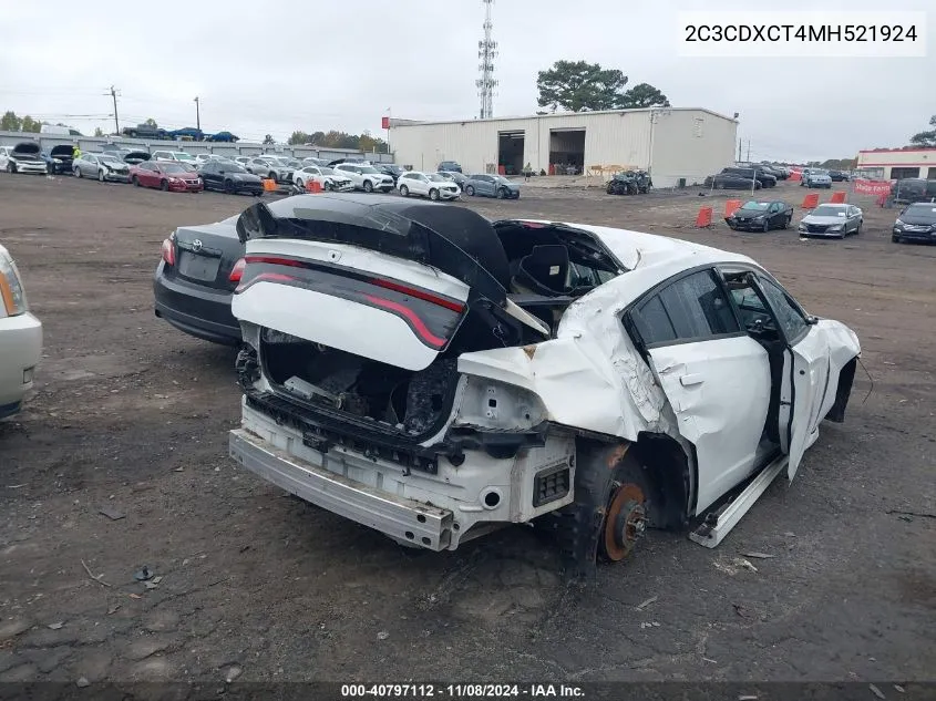 2021 Dodge Charger R/T Rwd VIN: 2C3CDXCT4MH521924 Lot: 40797112