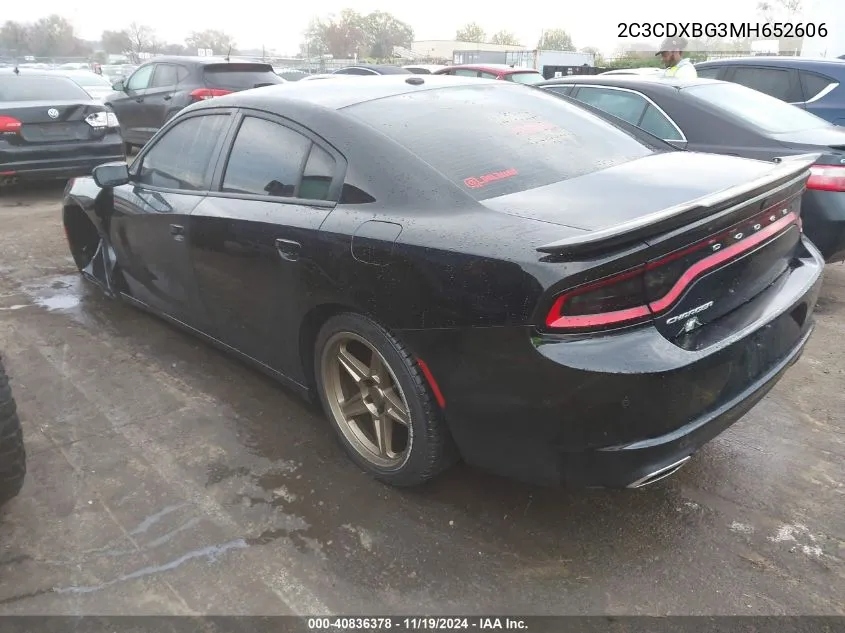 2021 Dodge Charger Sxt Rwd VIN: 2C3CDXBG3MH652606 Lot: 40836378