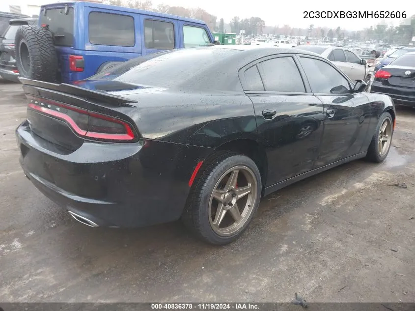 2021 Dodge Charger Sxt Rwd VIN: 2C3CDXBG3MH652606 Lot: 40836378