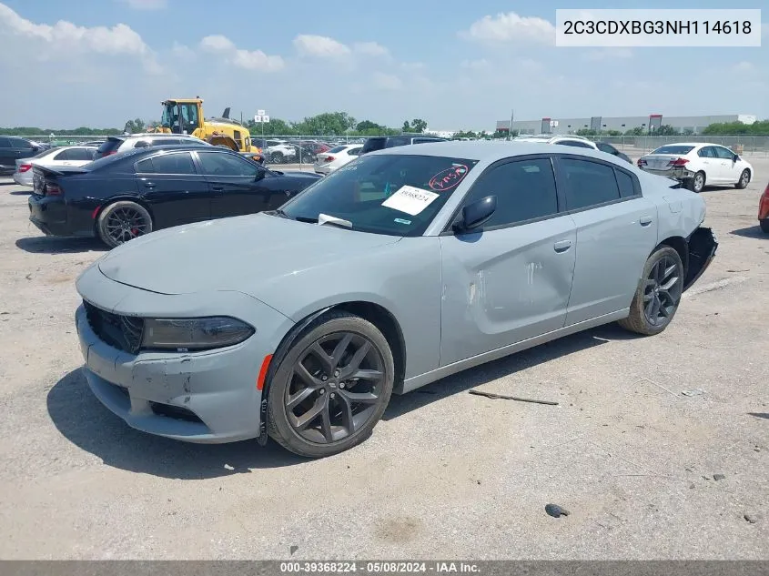 2022 Dodge Charger Sxt Rwd VIN: 2C3CDXBG3NH114618 Lot: 39368224