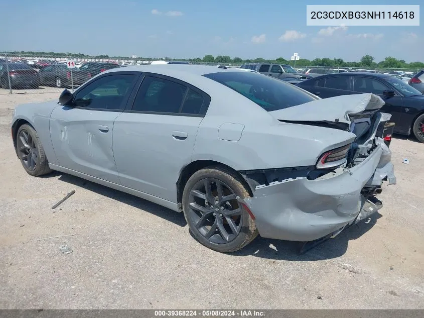 2022 Dodge Charger Sxt Rwd VIN: 2C3CDXBG3NH114618 Lot: 39368224