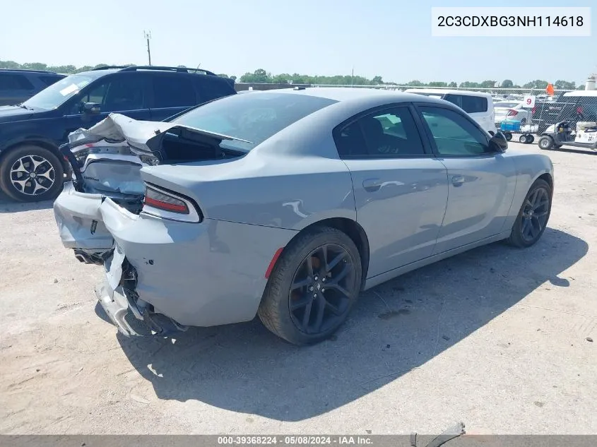 2022 Dodge Charger Sxt Rwd VIN: 2C3CDXBG3NH114618 Lot: 39368224