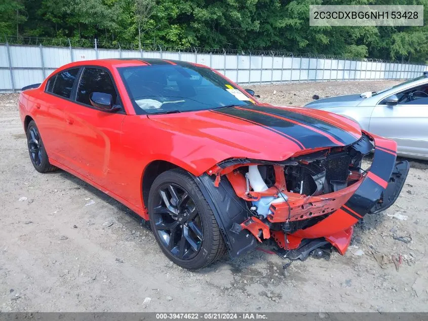 2022 Dodge Charger Sxt Rwd VIN: 2C3CDXBG6NH153428 Lot: 39474622