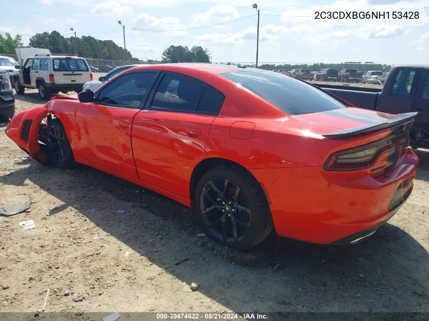 2022 Dodge Charger Sxt Rwd VIN: 2C3CDXBG6NH153428 Lot: 39474622