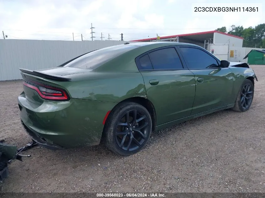 2022 Dodge Charger Sxt Rwd VIN: 2C3CDXBG3NH114361 Lot: 39568023