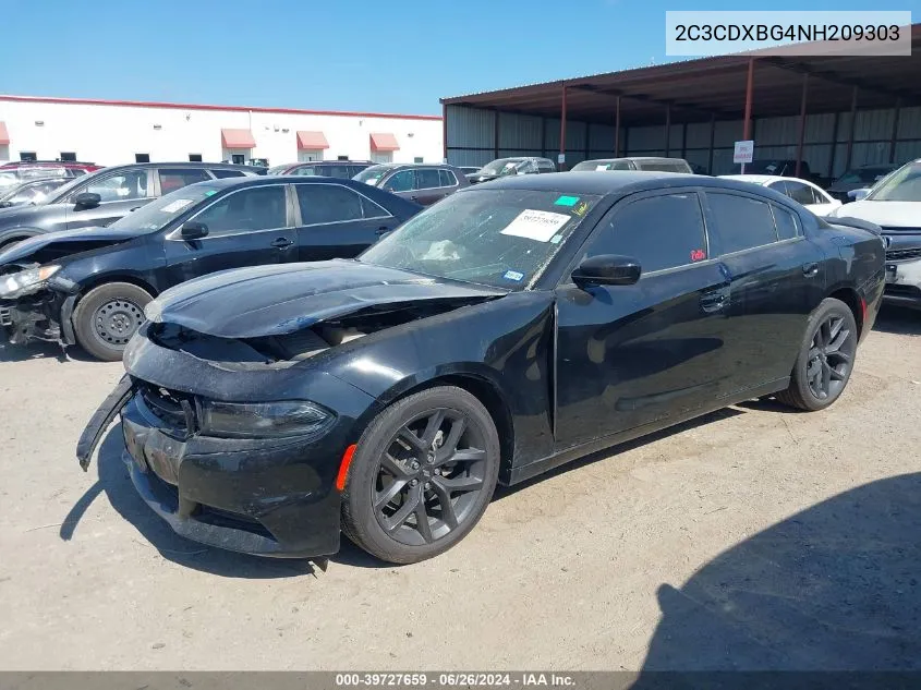 2022 Dodge Charger Sxt Rwd VIN: 2C3CDXBG4NH209303 Lot: 39727659