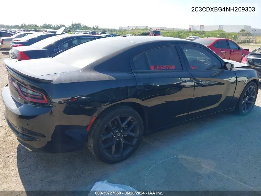 2022 Dodge Charger Sxt Rwd VIN: 2C3CDXBG4NH209303 Lot: 39727659