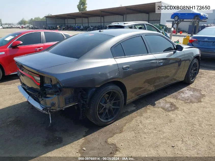 2022 Dodge Charger Sxt Rwd VIN: 2C3CDXBG8NH173650 Lot: 39768514