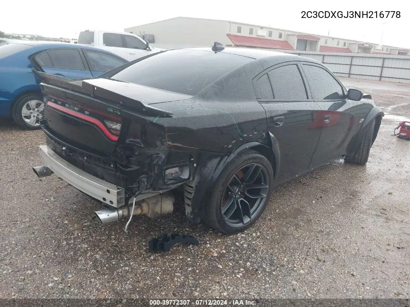 2022 Dodge Charger Scat Pack Widebody VIN: 2C3CDXGJ3NH216778 Lot: 39772307