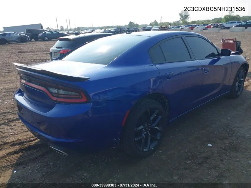 2022 Dodge Charger Sxt Rwd VIN: 2C3CDXBG5NH231536 Lot: 39998303