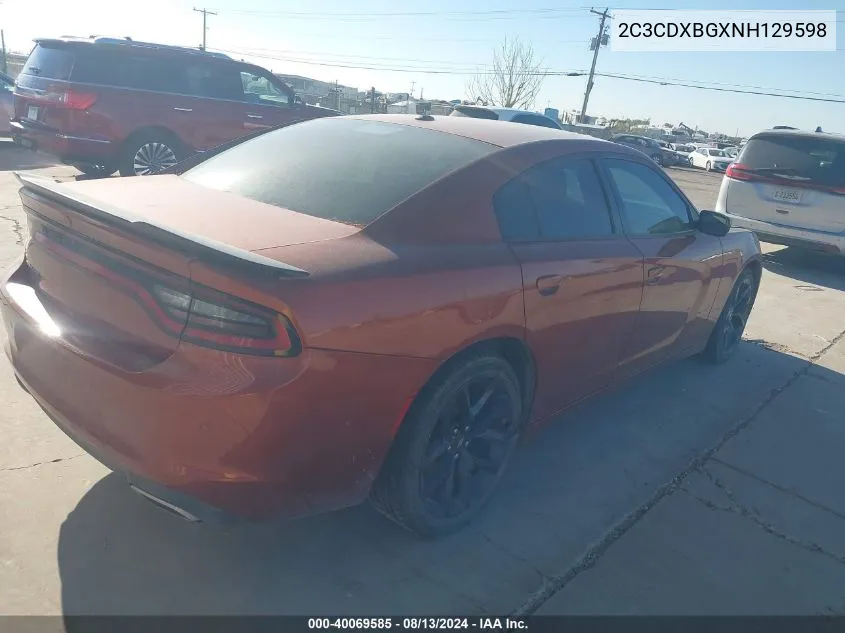 2022 Dodge Charger Sxt Rwd VIN: 2C3CDXBGXNH129598 Lot: 40069585