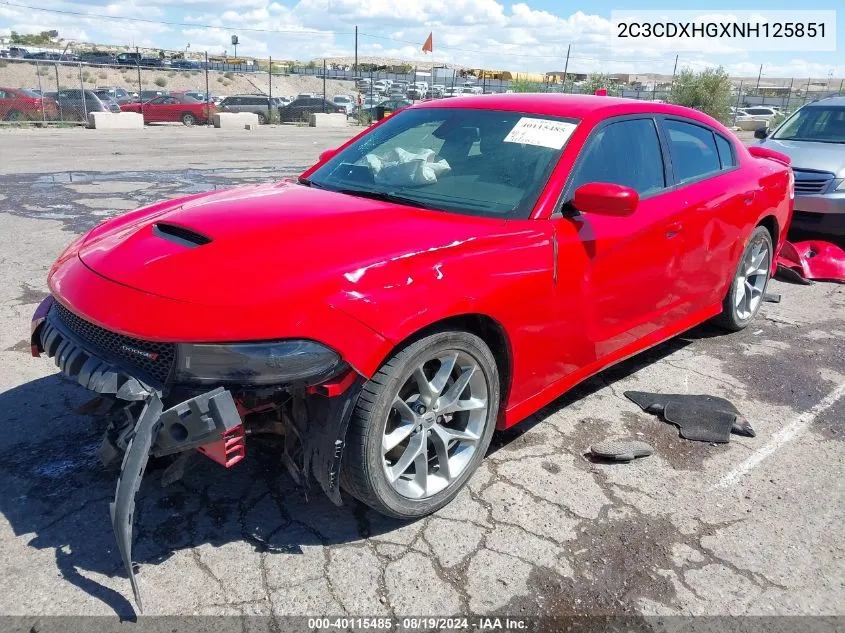 2022 Dodge Charger Gt Rwd VIN: 2C3CDXHGXNH125851 Lot: 40115485