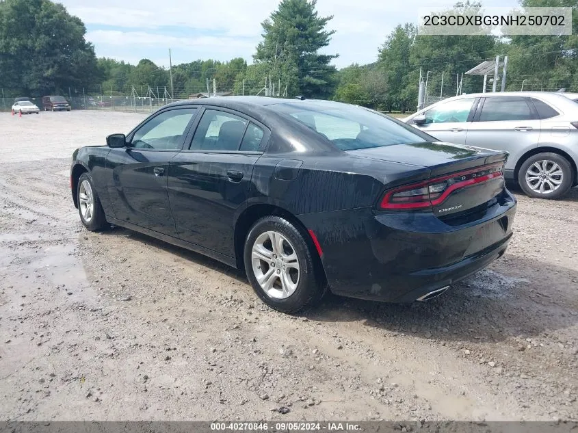 2022 Dodge Charger Sxt Rwd VIN: 2C3CDXBG3NH250702 Lot: 40270846