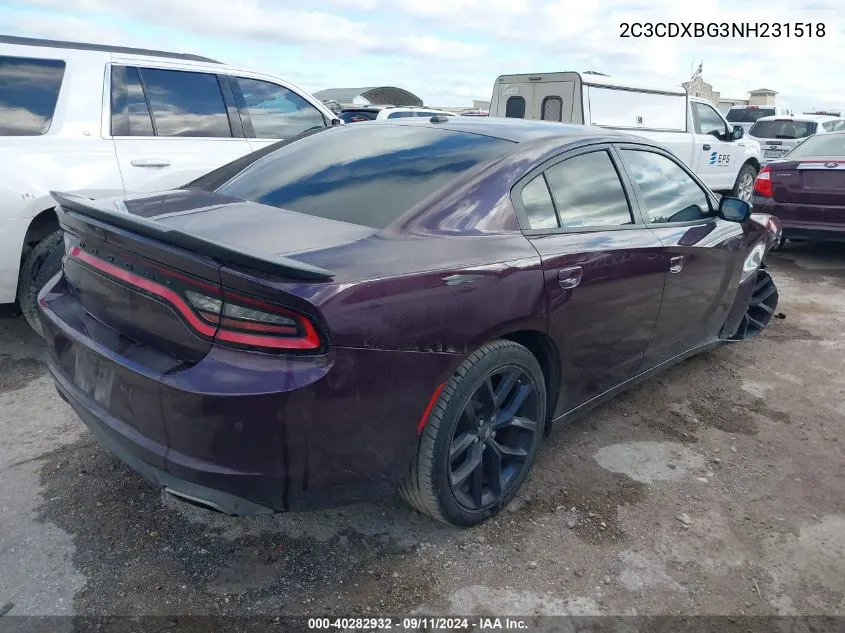 2022 Dodge Charger Sxt VIN: 2C3CDXBG3NH231518 Lot: 40282932