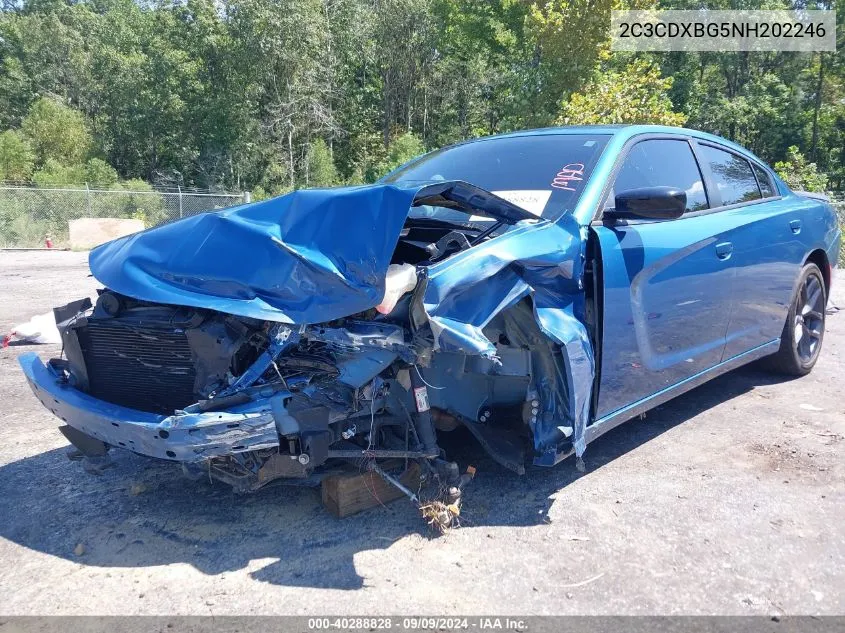 2022 Dodge Charger Sxt Rwd VIN: 2C3CDXBG5NH202246 Lot: 40288828