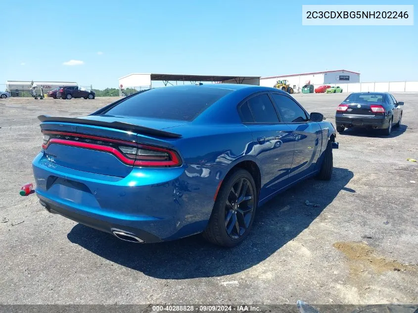 2022 Dodge Charger Sxt Rwd VIN: 2C3CDXBG5NH202246 Lot: 40288828