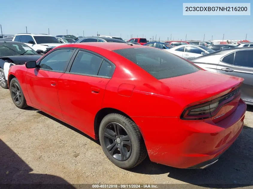 2022 Dodge Charger Sxt VIN: 2C3CDXBG7NH216200 Lot: 40312018