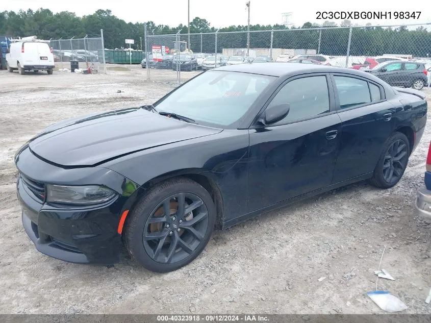 2022 Dodge Charger Sxt VIN: 2C3CDXBG0NH198347 Lot: 40323918