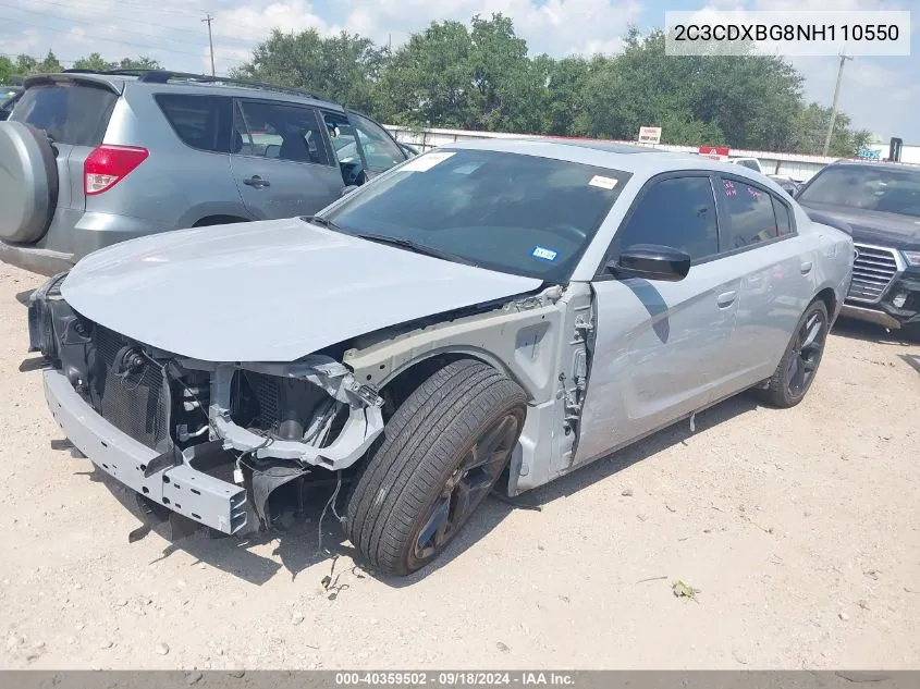 2022 Dodge Charger Sxt Rwd VIN: 2C3CDXBG8NH110550 Lot: 40359502