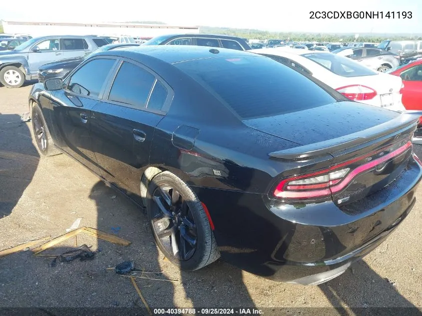 2022 Dodge Charger Sxt Rwd VIN: 2C3CDXBG0NH141193 Lot: 40394788